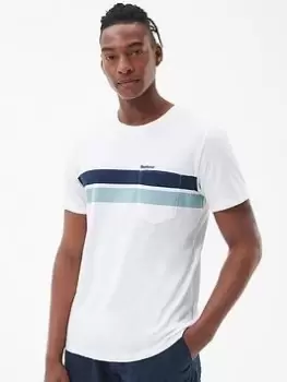 Barbour Tindale Stripe T-Shirt - White, Size L, Men