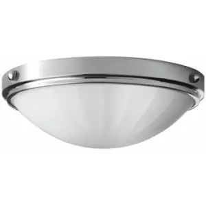 Loops - IP44 2 Bulb Flush Light Inverted Dome Glass Shade Polished Chrome LED E27 60W