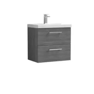 Nuie Arno 600mm Wall Hung 2 Drawer Vanity & Basin 1 Anthracite