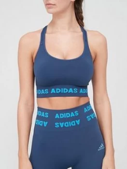 Adidas Medium Support Aeroknit Seamless Sports Bra - Navy