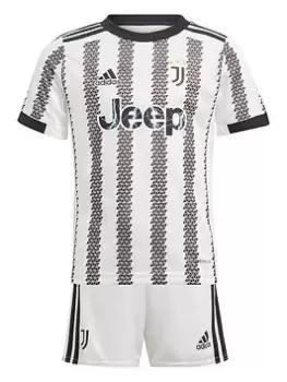 adidas Kids Juventus Home 22/23 Mini Kit, White/Black, Size 18-24 Months