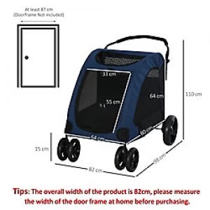 PawHut Pet Stroller blue, Black 820 mm x 980 mm x 1100 mm