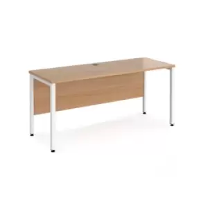 Office Desk 1600mm Rectangular Desk With Bench Leg Beech Tops With White Frames 600mm Depth Maestro 25