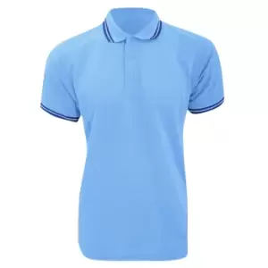 Kustom Kit Mens Tipped PiquA Short Sleeve Polo Shirt (2XL) (Light Blue/Navy)