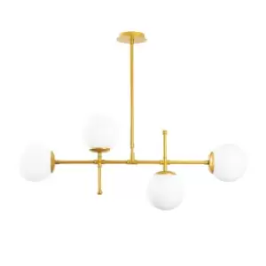 Model 8 Deco 4-Light Globe Ceiling Lamp Golden Linear