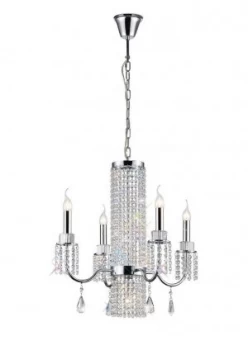 Ceiling Pendant Chandelier 4 Light Polished Chrome, Crystal