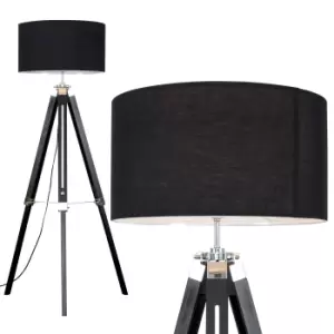 Clipper Black Wood Floor Lamp With XL Black Shade