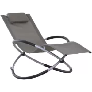 Orbital Lounger Zero Gravity Patio Chaise Foldable Rock Chair w/ Pillow - Light Grey - Outsunny