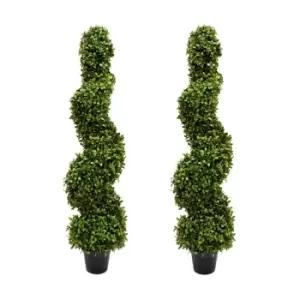 GreenBrokers Artificial Boxwood Spiral Tree 90cm