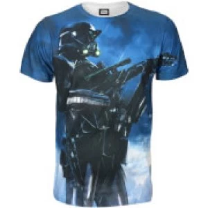 Star Wars Rogue One Mens Battle Stance Death Trooper T-Shirt - Blue - M