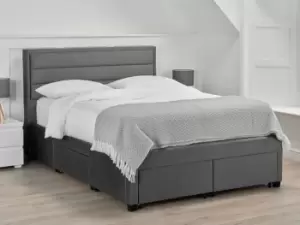 LPD Greenwich 4ft6 Double Dark Grey Velvet Upholstered 4 Drawer Bed Frame