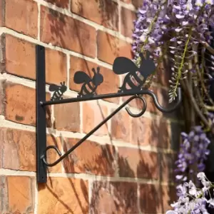 Handcrafted Metal 30cm Black Wall Bee Bracket Hook For Garden Hanging Basket Bird Feeder