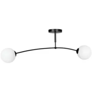 Emibig Pregos Black Globe Ceiling Light with White Glass Shades, 2x E14