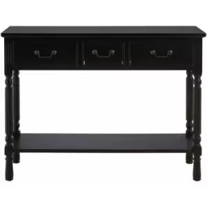 Premier Housewares Heritage 3 Drawer Vintage Black Console Table