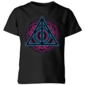 Harry Potter Deathly Hallows Neon Kids T-Shirt - Black - 5-6 Years