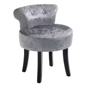 Homcom Crushed Velvet Dressing Table Chair Stool With Rubberwood Legs Grey