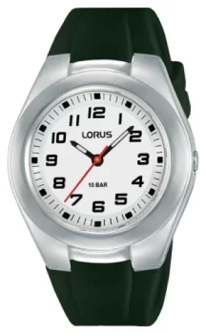 Lorus Kids Dark Green Silicone Strap and White Dial RRX85GX9 Watch