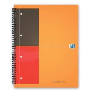 Oxford A4 International 160 Pages 80gsm Wirebound Hardback 4 Hole Punched Perforated Notebook Orange