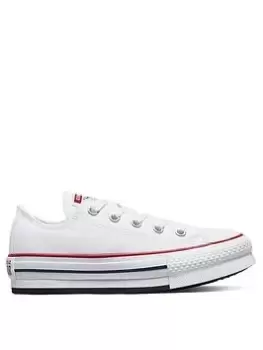 Converse Chuck Taylor All Star Ox Childrens Girls Eva Lift Canvas Platform Trainers -White, Size 12