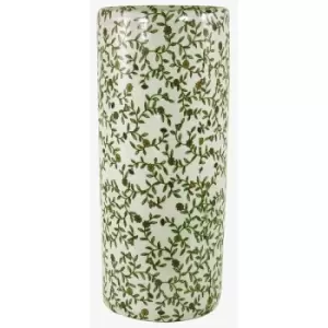 Umbrella Stand Vintage Green & White Floral Design