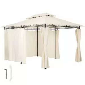 Tectake Luxury Gazebo Emine 4X3M With 6 Side Panels Cream