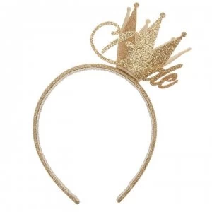 Uncut Fancy Dr Bride Crown Hairband - Gold