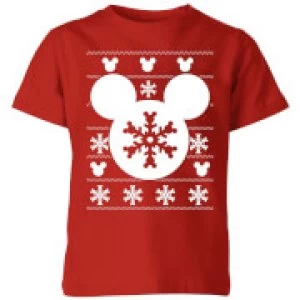 Disney Snowflake Silhouette Kids Christmas T-Shirt - Red - 5-6 Years