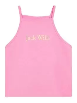 Jack Wills Girls Script Strap Vest - Pink, Size Age: 10-11 Years, Women