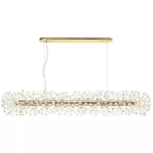 Luminosa Oblong Linear Pendant 14 Light G9 French Gold, Crystal