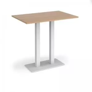 Eros rectangular poseur table with flat white rectangular base and