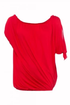 French Connection Tanna Jersey Asymetric Top Red