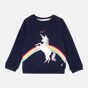 Joules Girls Mackenzie Unicorn Sweatshirt - Blue - 6 Years