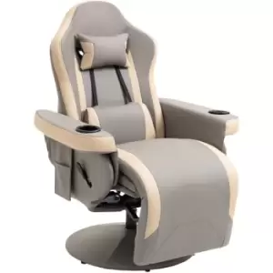 Manual Recliner Armchair pu Sofa Chair w/ Footrest & 135° Reclining - Grey - Homcom