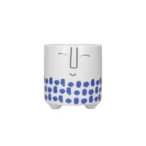 Happy Face Planter, Dolomite, White / Blue