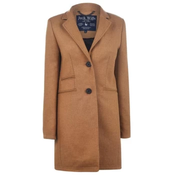 Jack Wills Pimlico Crombie Coat With Wool - Brown