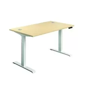 Jemini SitStand Desk with Cable Ports 1200x800x630-1290mm MapleWhite