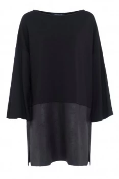 French Connection Inez Jersey Slash Neck Tunic Dress Black