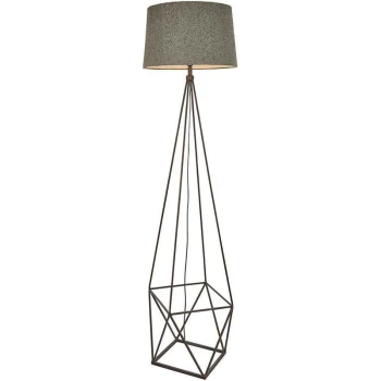 Endon Apollo - 1 Light Floor Light Aged Copper & Grey Fabric, E27