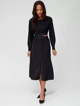 BOSS Dedaga Cut Out Midi Dress - Black, Size 42, Women