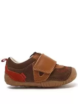 Start-rite Shuffle Soft Nubuck Leather Easy Riptape Boys Baby Shoes - Brown Tan, Size 4.5 Older