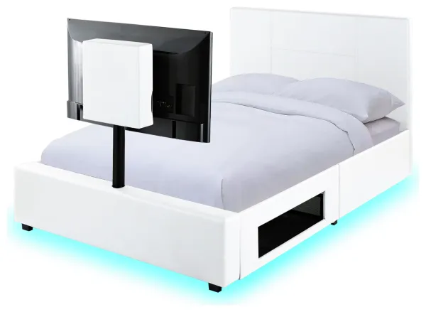 X Rocker Living Ava Small Double TV Gaming Bed Frame - White