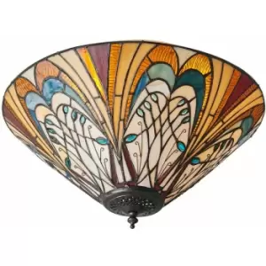 Loops - Tiffany Glass Flush Ceiling Light - French Style Design - Dimmable LED Lamp