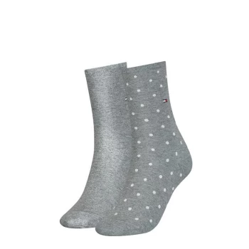 Tommy Bodywear Hilfiger Dot Crew Socks 2 Pack Ladies - Grey