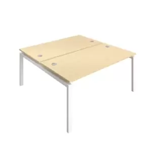 Telescopic Sliding 4 Person Maple Bench with Cable Port - 1400 X 800 - White Frame