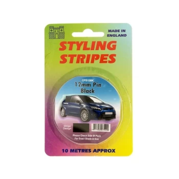 Single Stripe - Black - 12mm - 10m Length - CPS12BK - Castle Promotions