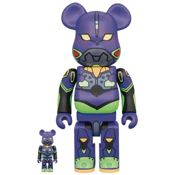 Medicom Evangelion 100% & 400% Be@rbrick 2-pack - EVA-01 (New Paint)