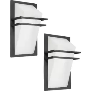 2 PACK IP44 Outdoor Wall Light Anthracite Cast Aluminium 1x 60W E27 Lamp