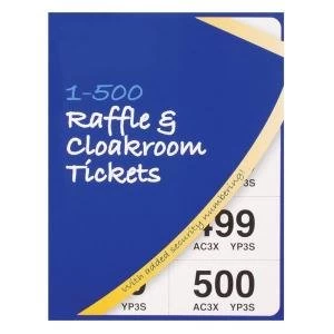 Cloakroom or Raffle Tickets Numbered 1 500 Assorted Colours 1 x Pack