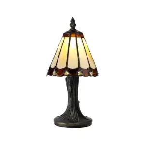 Tiffany Table Lamp, 1 x E14, Brown, Clear Crystal Shade