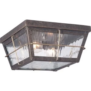 2 Light Outdoor Flush Mount - Imperial Bronze Finish, E27